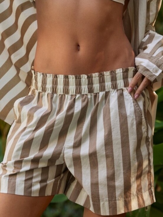 aerie Pants - aerie - Like New Taupe/Cream Stripe Good Day Shorts - M